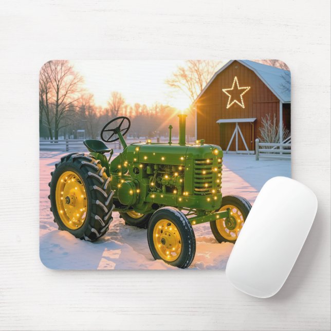 Weihnachtsgrüner Vintage-Traktor mit festlicher Be Mousepad (Mit Mouse)