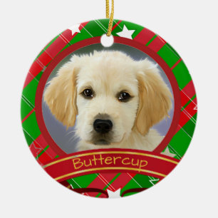 Weihnachtsgrünes und rotes personalisiertes keramikornament