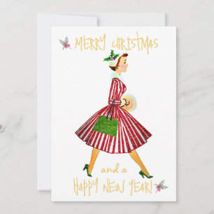 Weihnachtsgruß der vintage Weihnachtsfrau Feiertagskarte