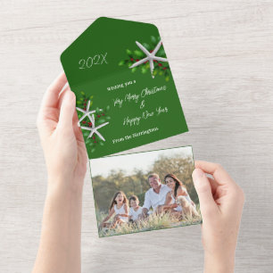 Weihnachtsgruß-Foto mit Seestern All In One Einladung