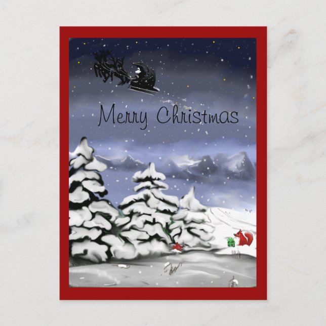 Weihnachtsgruss, Geschenk für den Fuchs Feiertagspostkarte (Vorderseite)