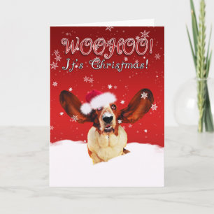 Weihnachtsgruß-Karte Basset Hounds WhooHoo I'ts Feiertagskarte