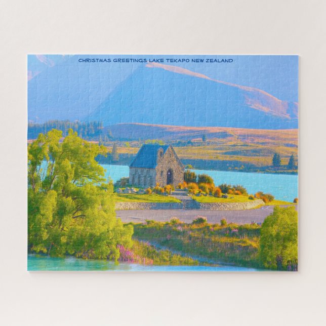 Weihnachtsgruß Lake Tekapo Neuseeland Puzzle (Horizontal)