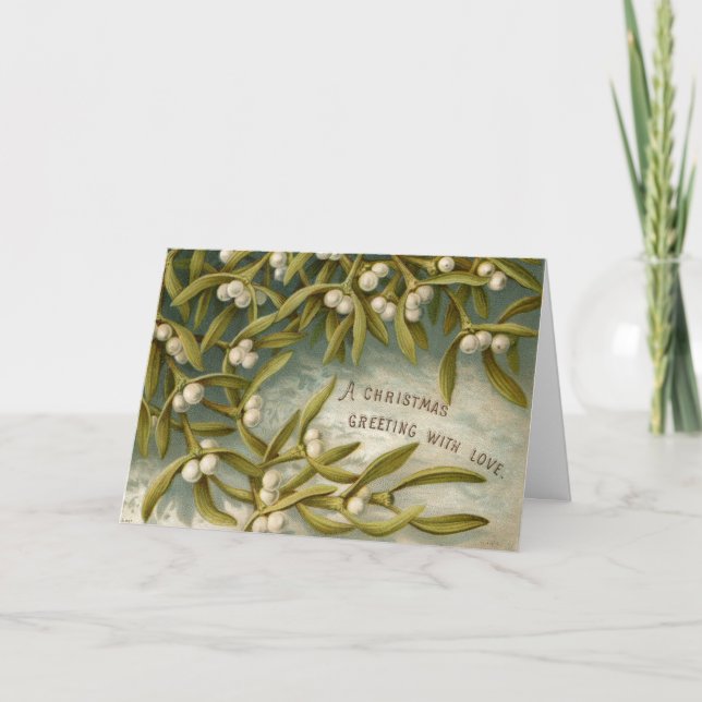 Weihnachtsgruß Mistletoe Vintage Urlaubskarte Feiertagskarte (Vorderseite)