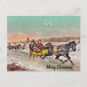 Weihnachtsgruß mit editierbarem Vintage-Pferd und Postkarte