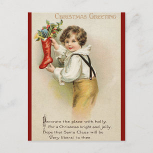 Weihnachtsgruß mit Gedicht auf viktorianische Art Feiertagspostkarte