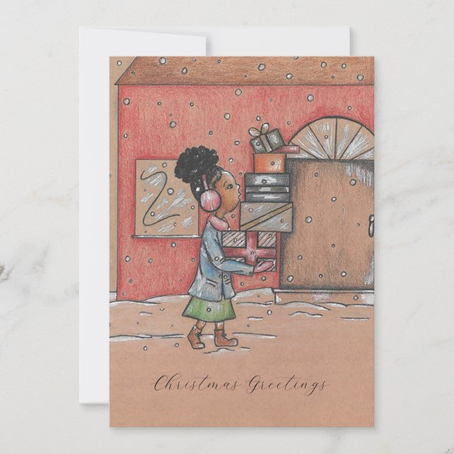 Weihnachtsgruß Nostalgische Pauschalreise-Karte Feiertagskarte (Vorderseite)