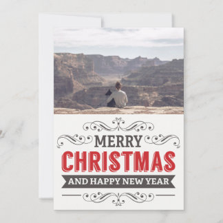 Weihnachtsgruß Retro-Typografie Familienfoto Feiertagskarte
