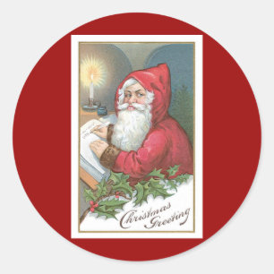 Weihnachtsgruß Vintage Weihnachtsmann Runder Aufkleber