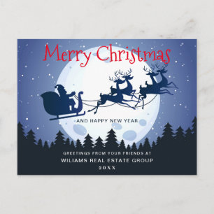 Weihnachtsgruß von Santa Sleigh für Unternehmen Postkarte