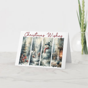 Weihnachtsgrüße 4-Panel Winterlandschaft Karte
