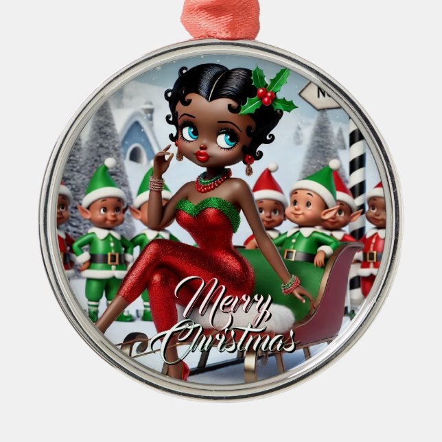 Weihnachtsgrüße am Nordpol Ornament Aus Metall (Vorne)