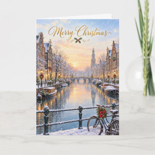 Weihnachtsgrüße Amsterdam Winterkanal Feiertagskarte