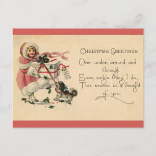 Weihnachtsgrüße an Dich - Vintage Viktorianisch Feiertagspostkarte