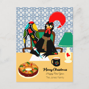 Weihnachtsgrüße aus dem portugiesischen Rooster Postkarte