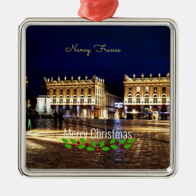 Weihnachtsgrüße aus Nancy, Frankreich Ornament Aus Metall (Vorne)