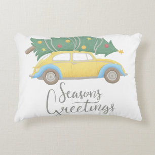 Weihnachtsgrüße Auto & Baum Dekokissen