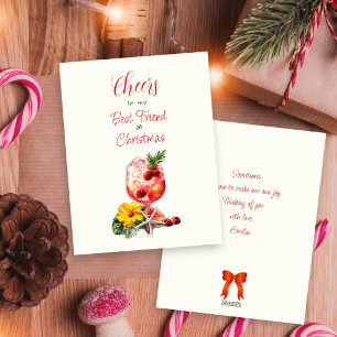 Weihnachtsgrüße beste Freundin Himbeer-Cocktail Feiertagskarte