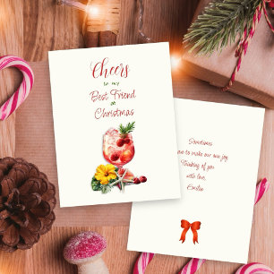 Weihnachtsgrüße beste Freundin Himbeer-Cocktail Feiertagskarte