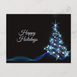 Weihnachtsgrüße Blaue Glänzende Baum Schwarze Eleg Postkarte