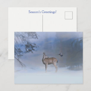 Weihnachtsgrüße Blaue Vogelhirsch Postkarte