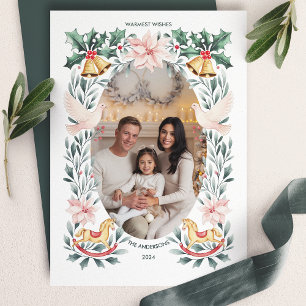 Weihnachtsgrüße Botanisches Schaukelpferd Weihnach Feiertagskarte