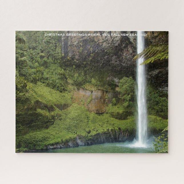 Weihnachtsgrüße Bridal Veil Fall Neuseeland Puzzle (Horizontal)