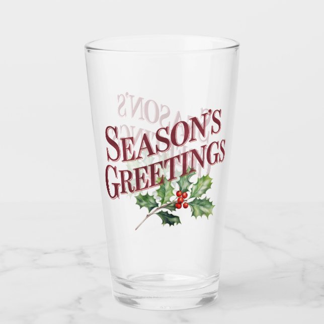 Weihnachtsgrüße Christmas-Typografie Glas (Vorderseite)