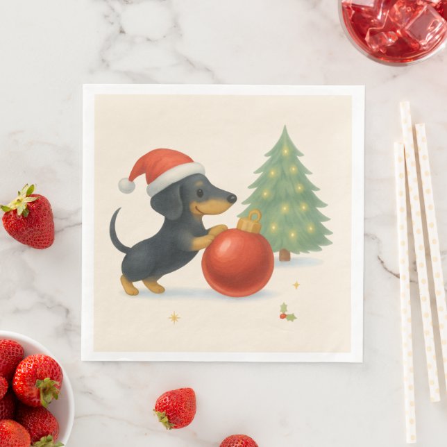 Weihnachtsgrüße Dackel Paper Napkin Serviette (Beispiel)