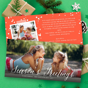 Weihnachtsgrüße Einfache weiße Schrift Moderne Fot Feiertagskarte
