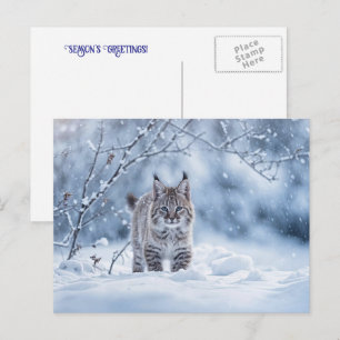 Weihnachtsgrüße Feiertage Rotluchs Schnee Feiertagspostkarte