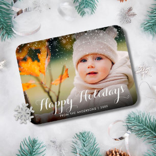 Weihnachtsgrüße Foto Schneeflocken Weihnachten Magnet
