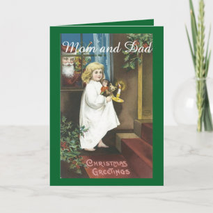 Weihnachtsgrüße für Eltern im Vintage-Stil Feiertagskarte