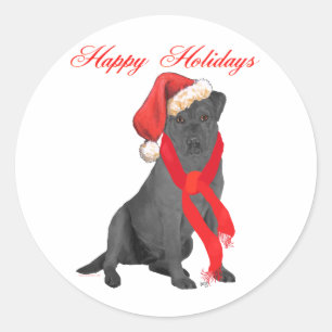 Weihnachtsgrüße für schwarze Labrador Retriever Runder Aufkleber