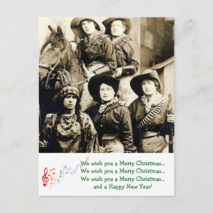 Weihnachtsgrüße für westliche Frauen Feiertagspostkarte