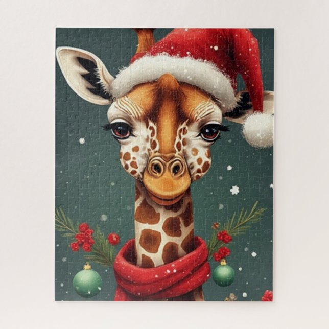 Weihnachtsgrüße Giraffe Puzzle (Vertikal)