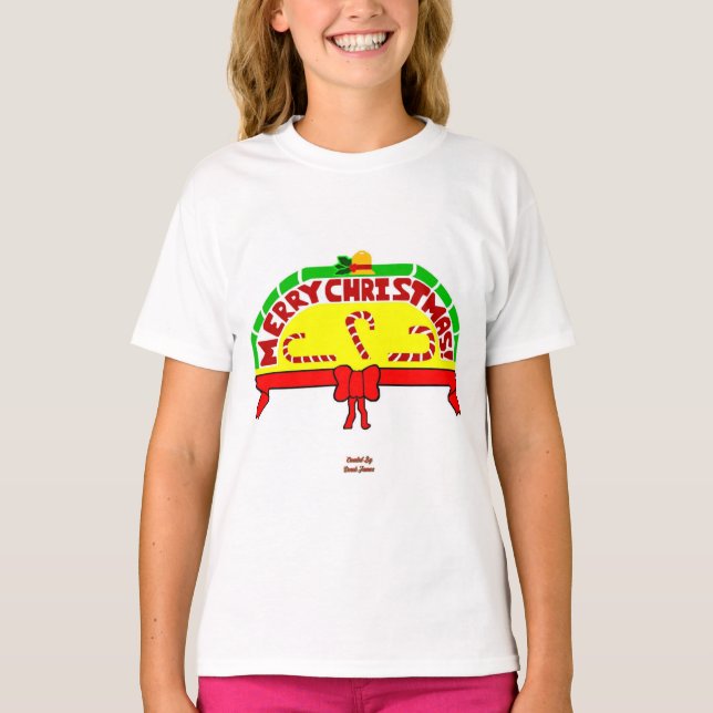 Weihnachtsgrüße Girls White Basic T Shirt (Vorderseite)