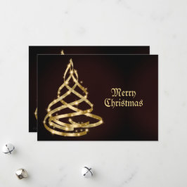 Weihnachtsgrüße Glänzendes Goldenes Band Baum Feiertagskarte