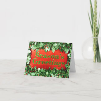 Weihnachtsgrüße Glitter-Stechpalme Feiertagskarte