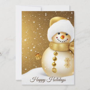 Weihnachtsgrüße Goldener Schneemann Winter Feiertagskarte