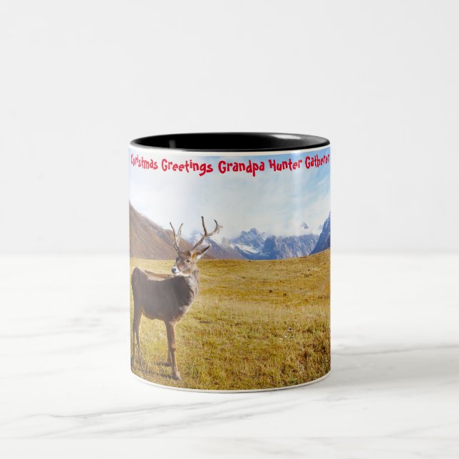 Weihnachtsgrüße Grandpa Hunter Gatherer Zweifarbige Tasse (Mittel)