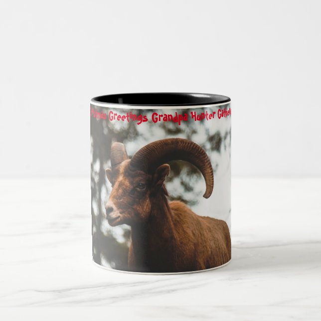 Weihnachtsgrüße Grandpa Hunter Gatherer Zweifarbige Tasse (Mittel)