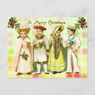 Weihnachtsgrüße im viktorianischen Stil von Kinder Feiertagspostkarte