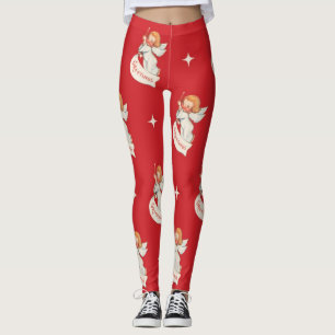 Weihnachtsgrüße im Vintage-Stil, Engel mit Sternen Leggings