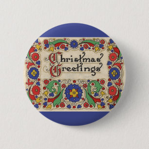 Weihnachtsgrüße im Vintage-Stil mit dekorativer Um Button