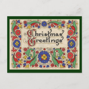 Weihnachtsgrüße im Vintage-Stil mit dekorativer Um Feiertagspostkarte