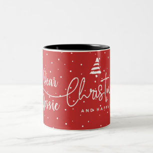 Weihnachtsgrüße in festlichem Rot mit individuelle Zweifarbige Tasse