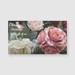 Weihnachtsgrüße in Rosa und Weiß Rosen Magnetkarte