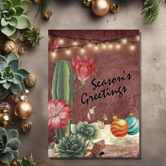 Weihnachtsgrüße Kakteen und Sukkulente Weihnachten (Front - Season's Greetings Cactus and Succulents Christmas Holiday Card)