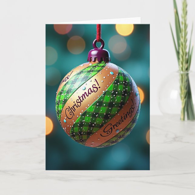 Weihnachtsgrüße Karo-Ornament Karte (Vorderseite)